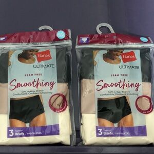 Hanes Ultimate Seam Free Smoothing Briefs - Black & Nude (3-Pack)x2 bundle